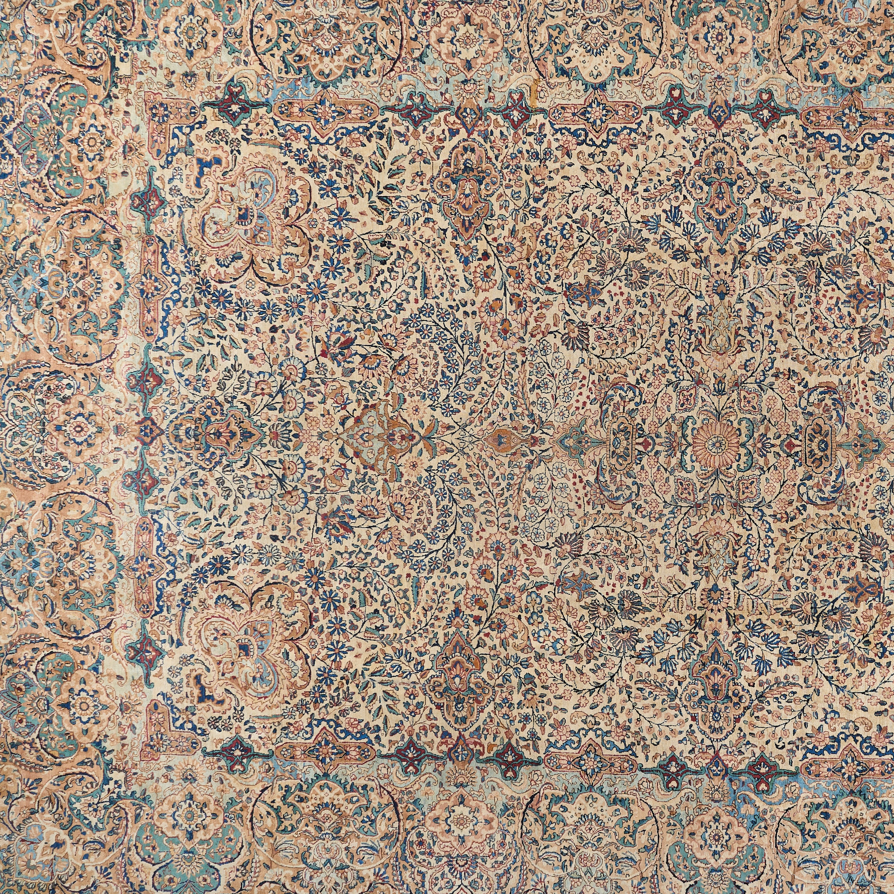 90006 Antique Persian Laver Kerman Circa 1900