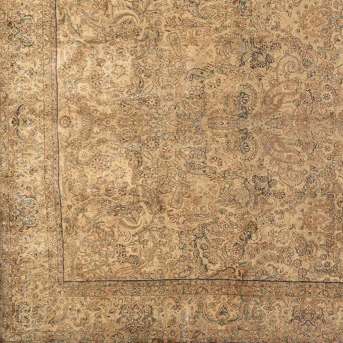 90012 Antique Persian Laver kirman Circa 1900