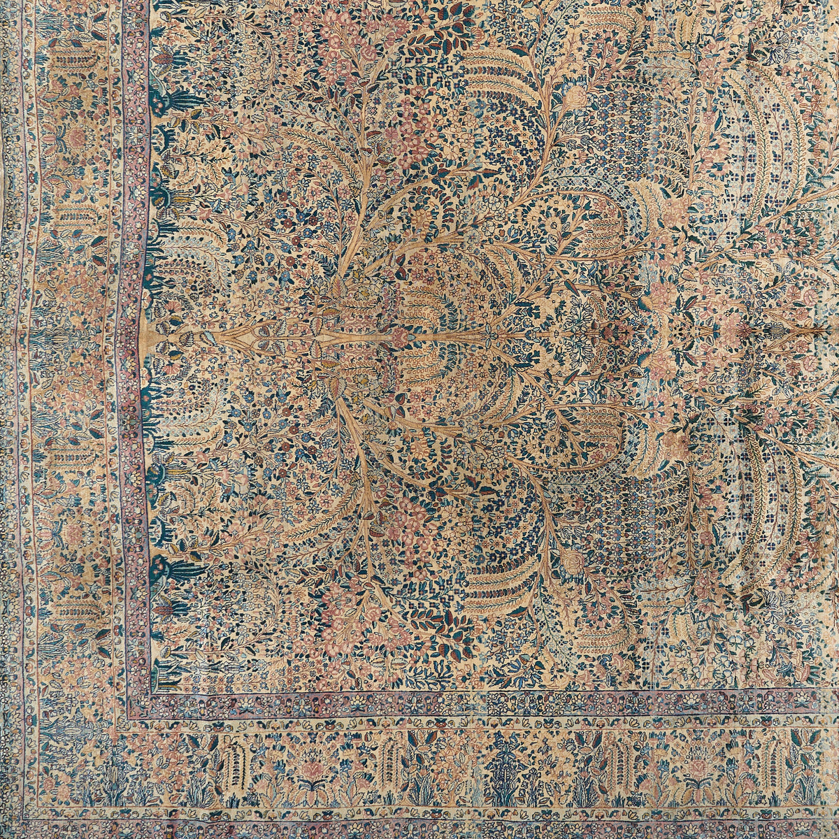 90017 Antique Persian laver kerman Rug Circa 1900