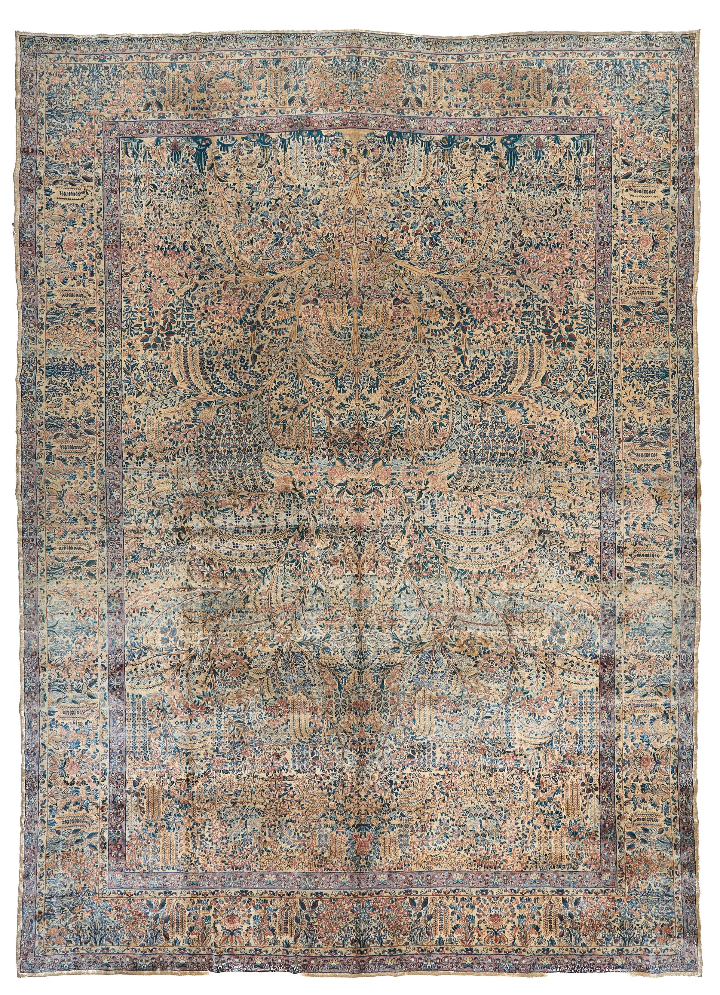 90017 Antique Persian laver kerman Rug Circa 1900