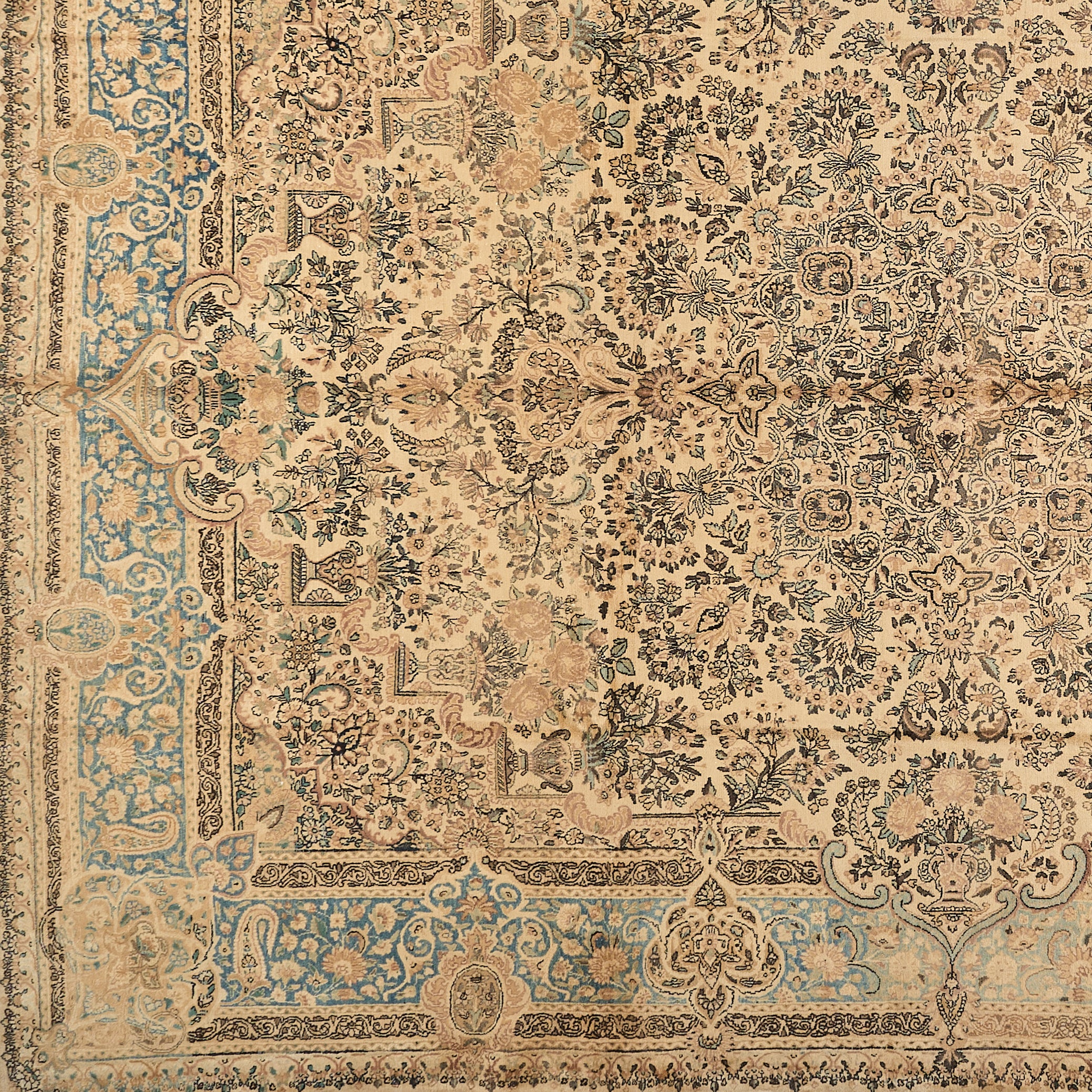 90047 Semi Antique Persian Laver Kirman Circa 1960