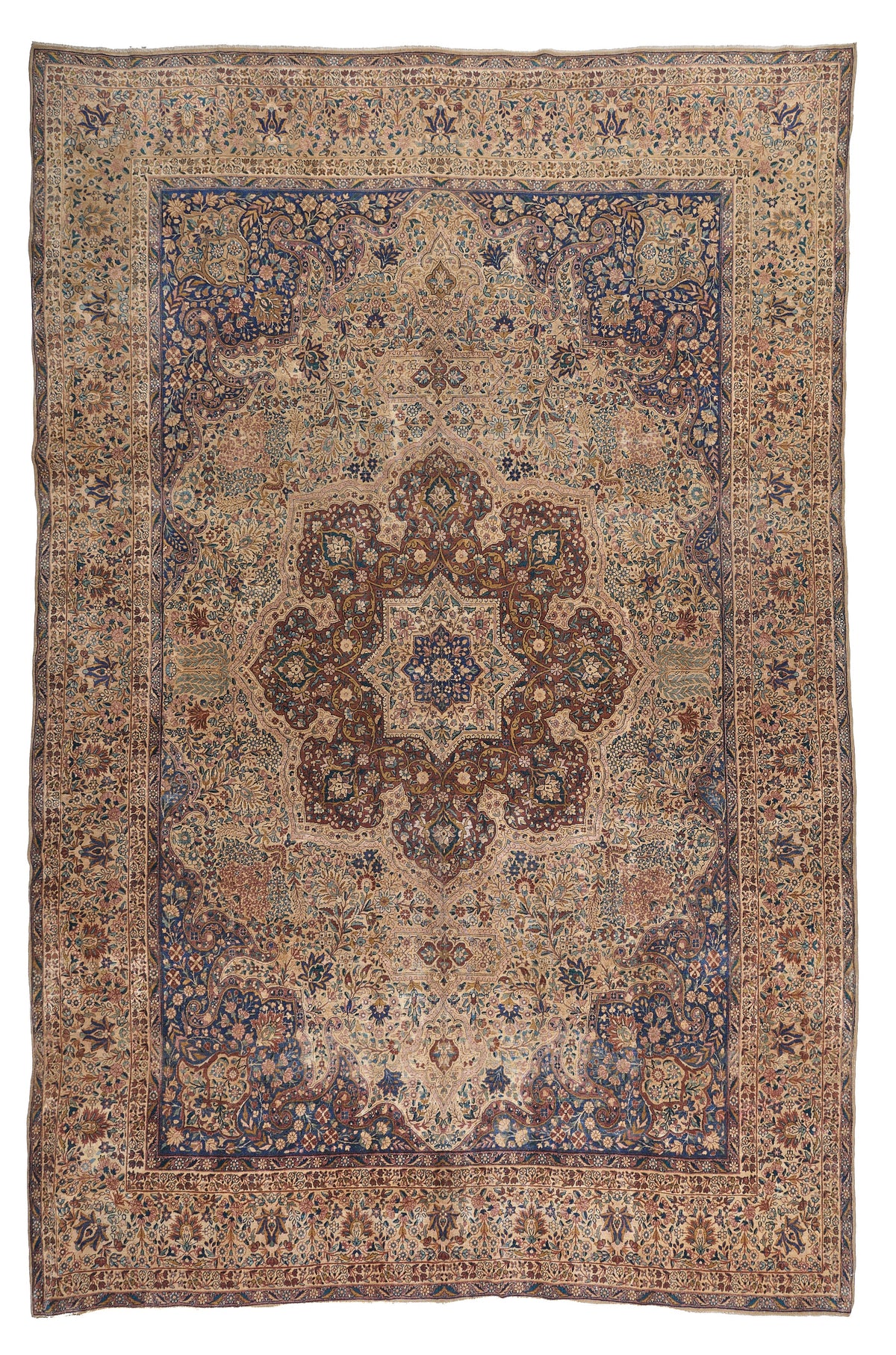 90062 Semi Antique Persian Laver Kirman Circa 1920
