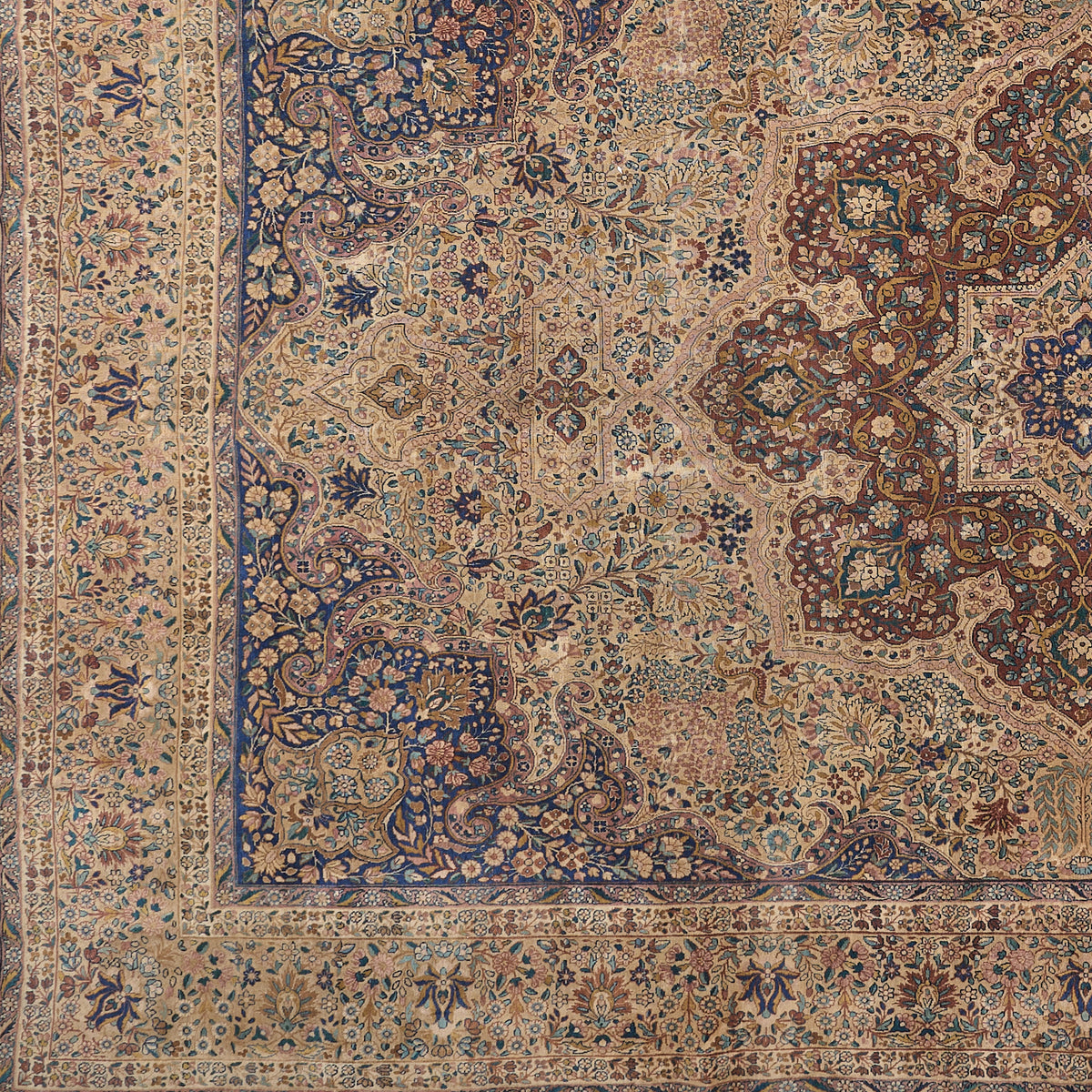 90062 Semi Antique Persian Laver Kirman Circa 1920
