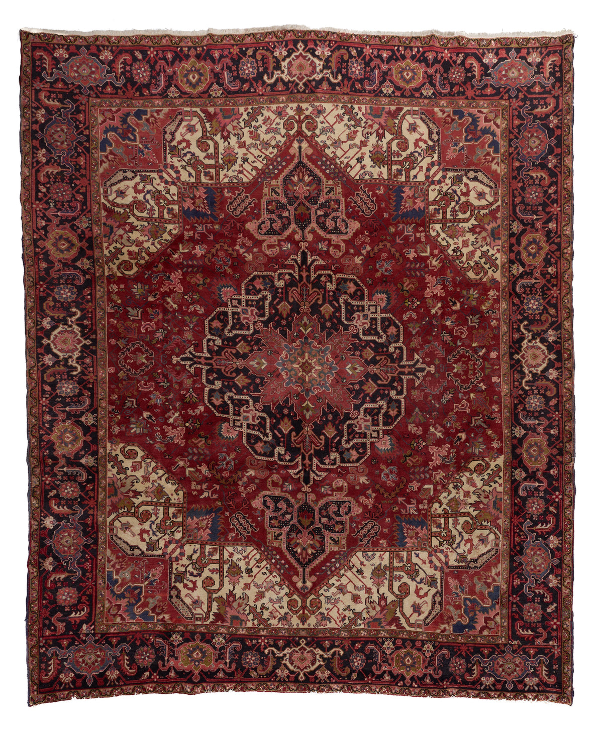 90081 Semi-Antiqie Persian Heriz circa 1960