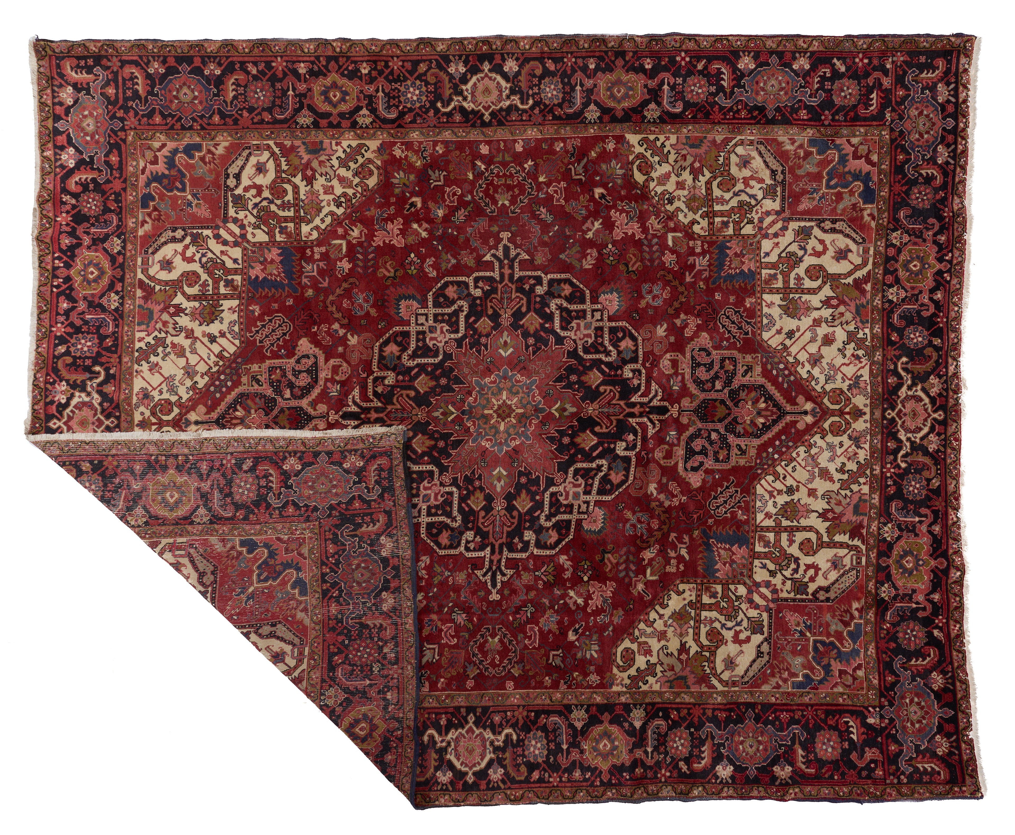 90081 Semi-Antiqie Persian Heriz circa 1960