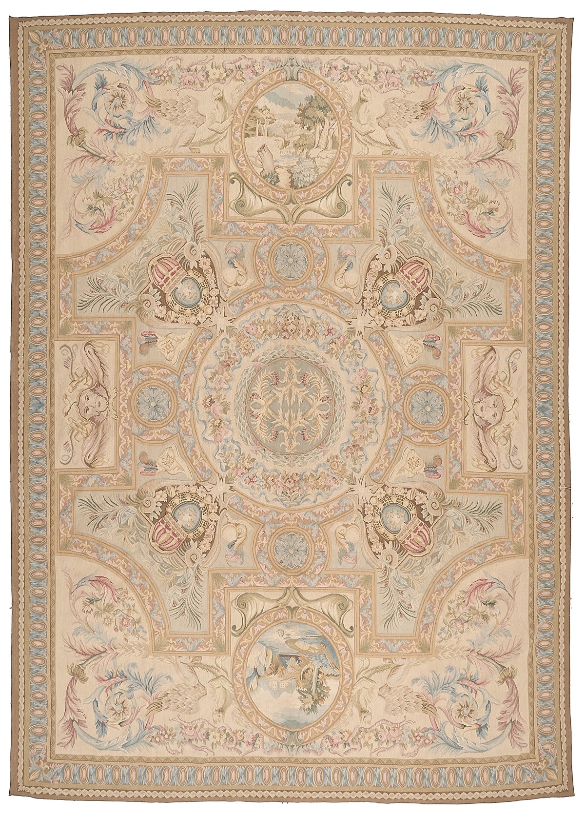 457 Antique 19th C Design Aubusson Rug