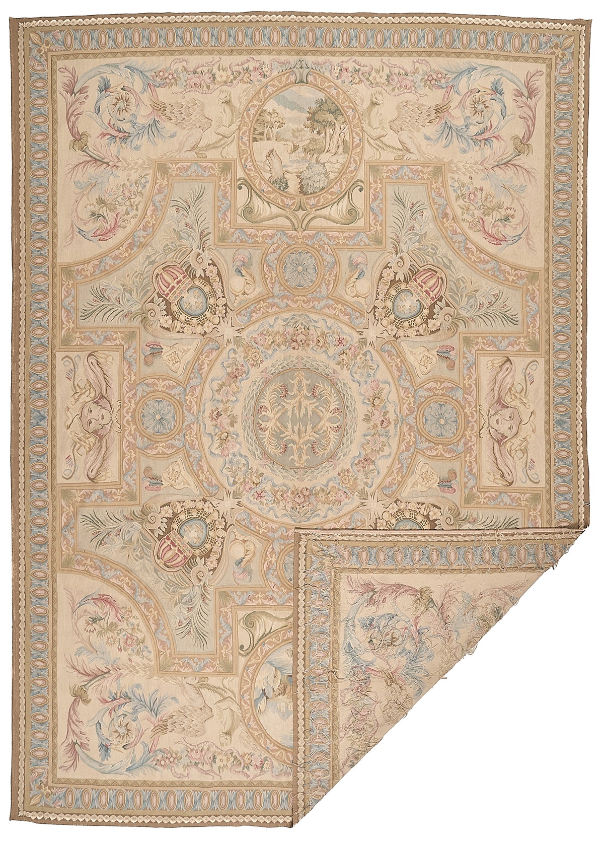 457 Antique 19th C Design Aubusson Rug