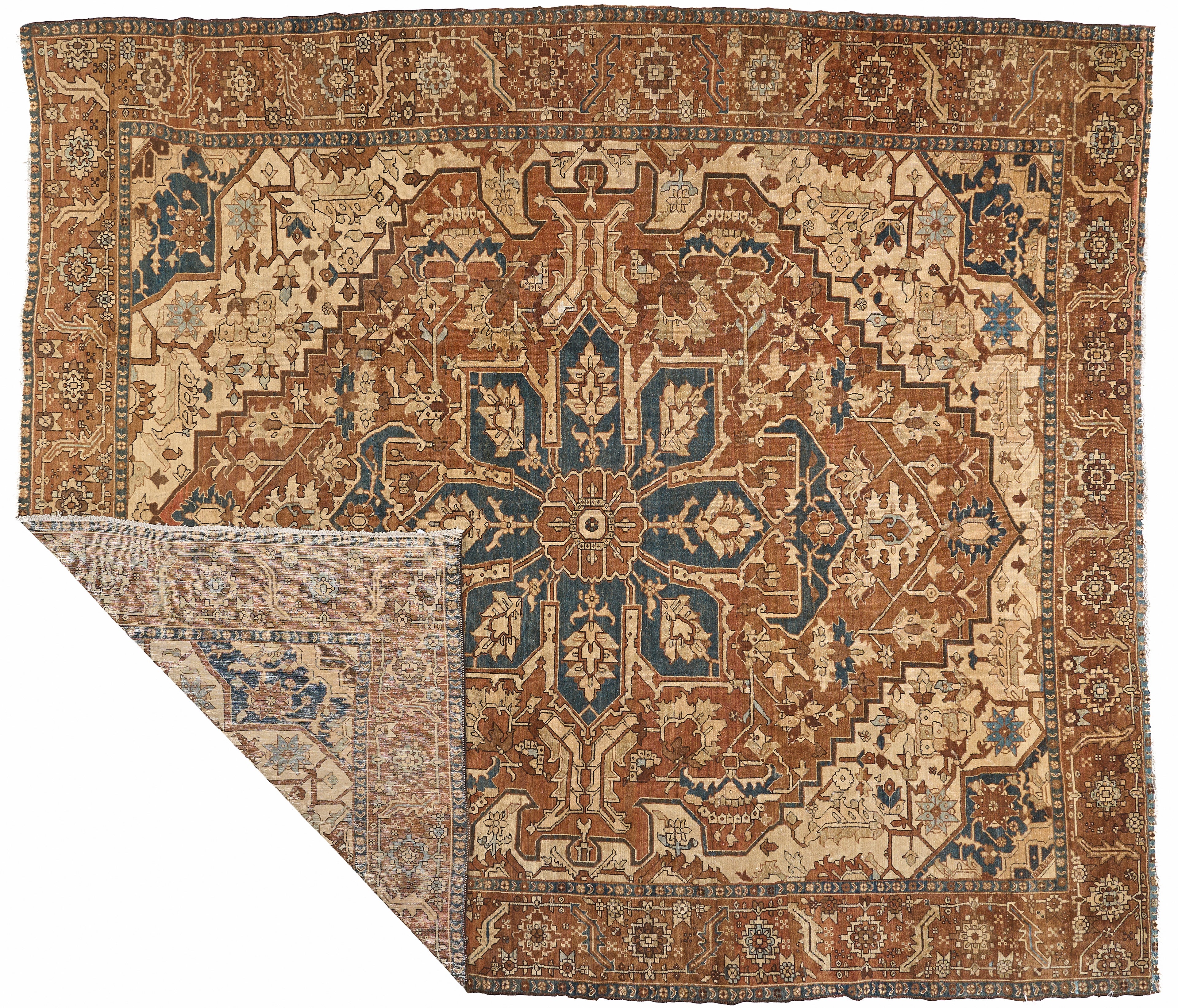 90003 Antique Persian Serapi Rug Circa 1900
