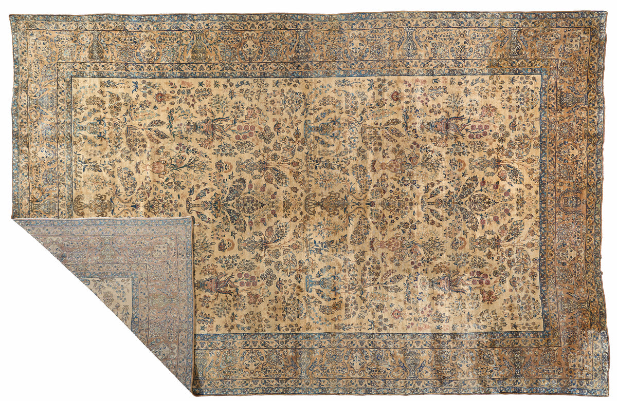 90014 Antique Persian Laver kirman Circa 1900