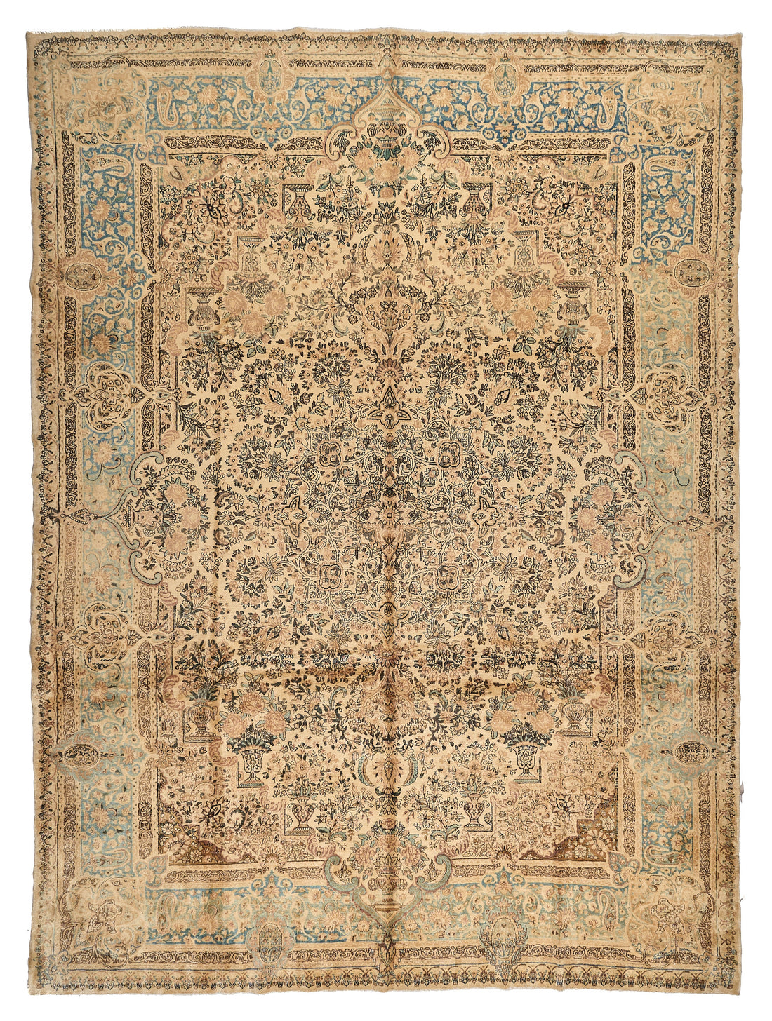 90047 Semi Antique Persian Laver Kirman Circa 1960