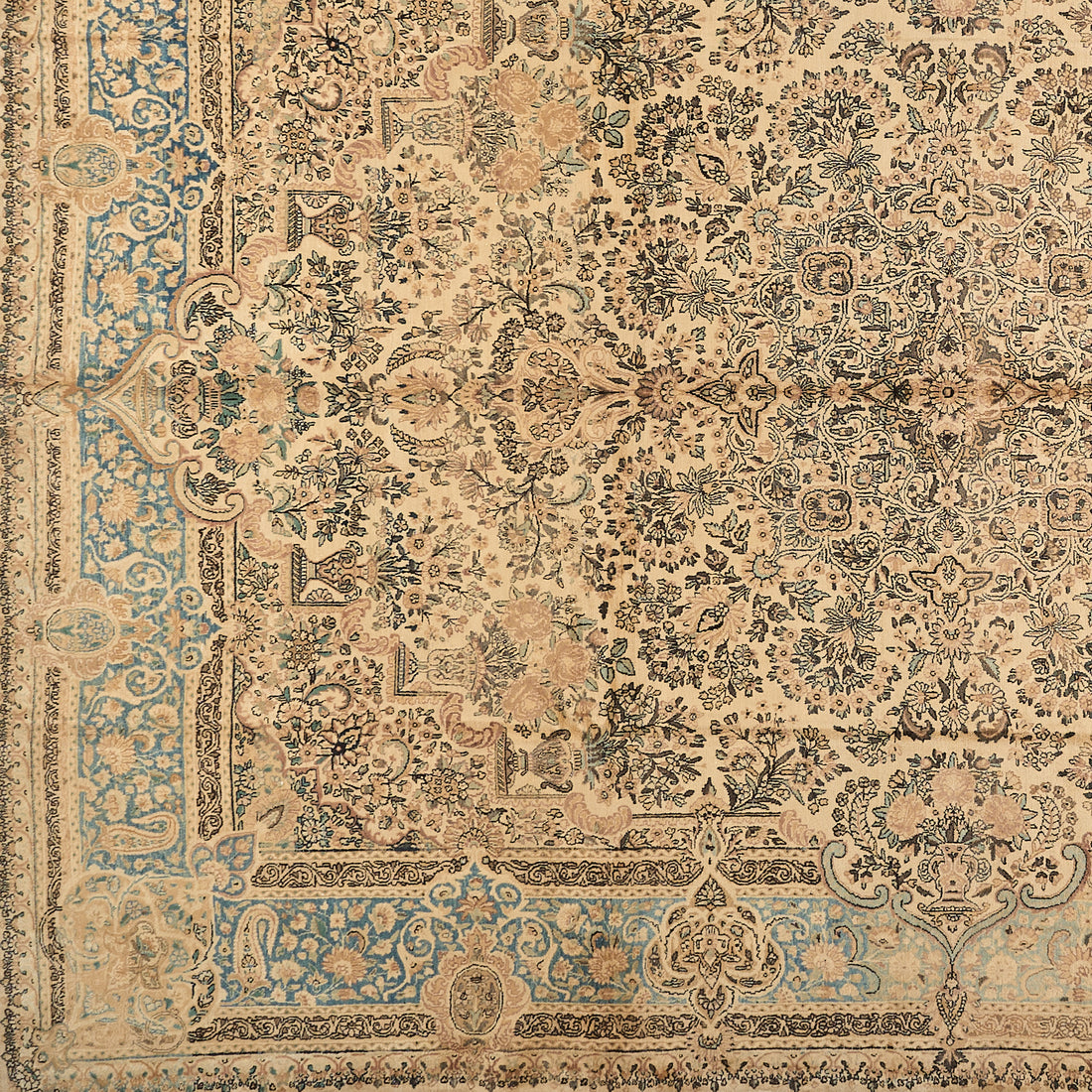90047 Semi Antique Persian Laver Kirman Circa 1960