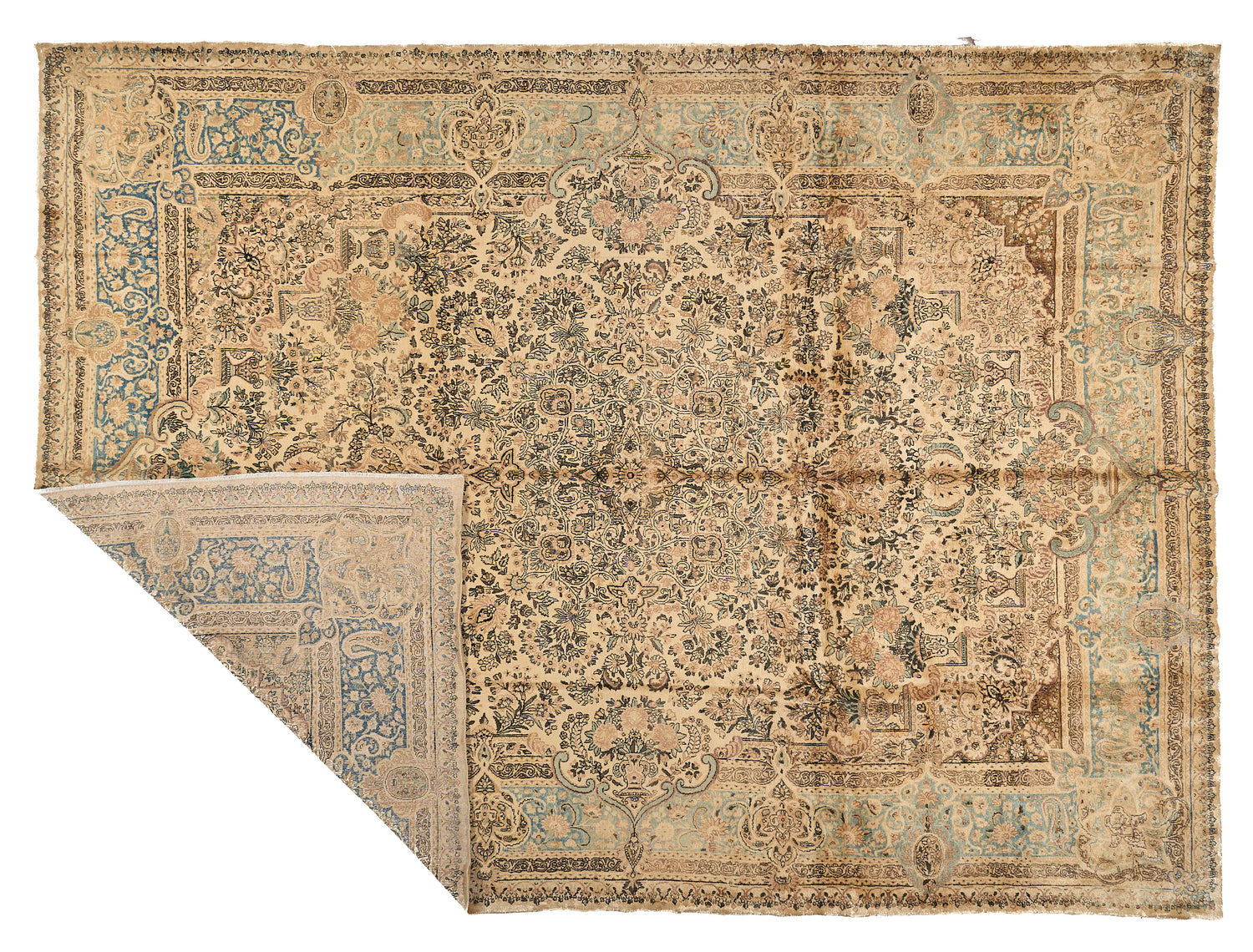 90047 Semi Antique Persian Laver Kirman Circa 1960