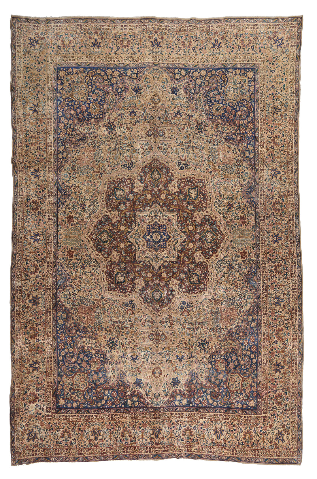 90062 Semi Antique Persian Laver Kirman Circa 1920