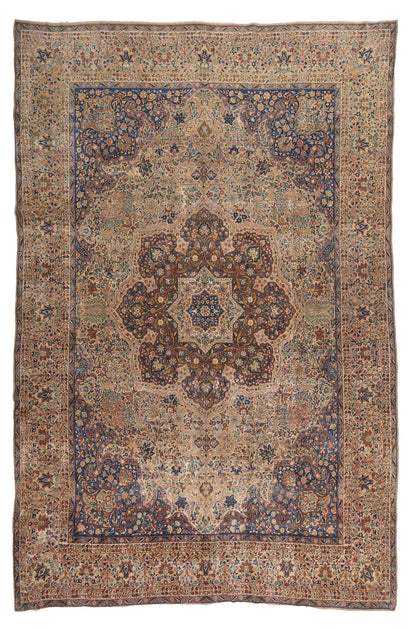 90062 Semi Antique Persian Laver Kirman Circa 1920