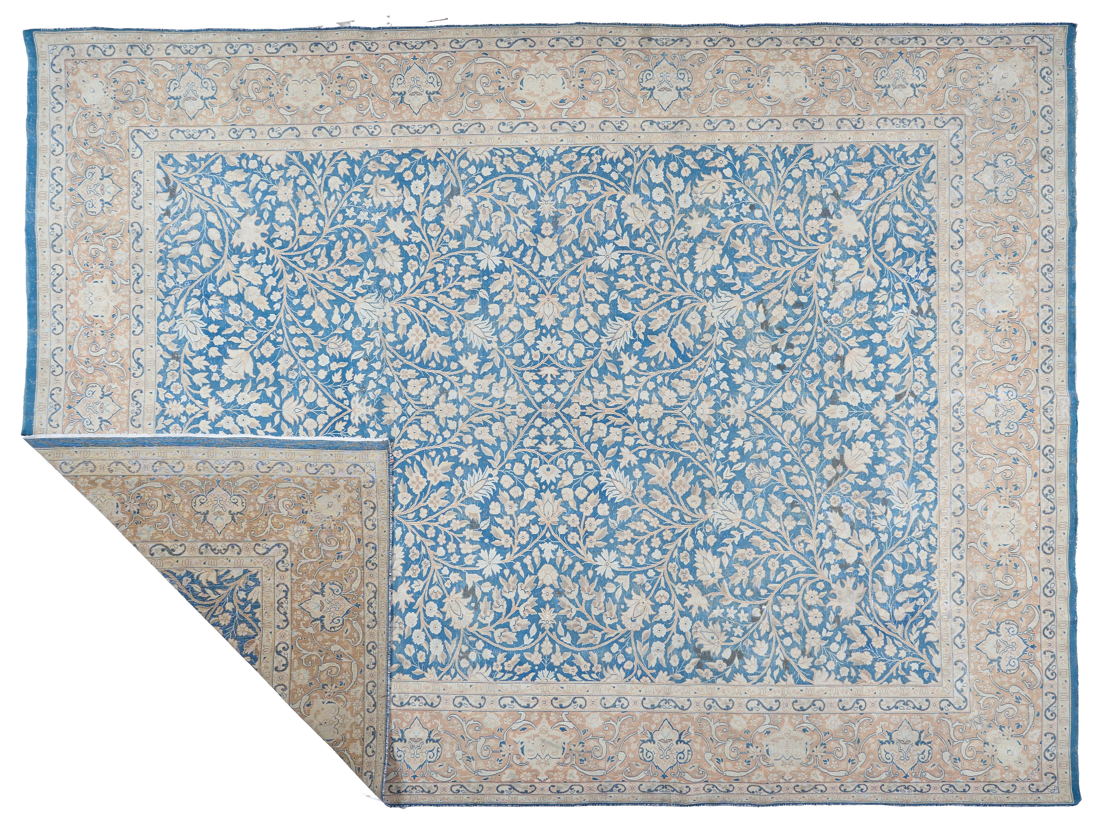 90065 Semi Antique Persian Laver Kirman Circa 1960