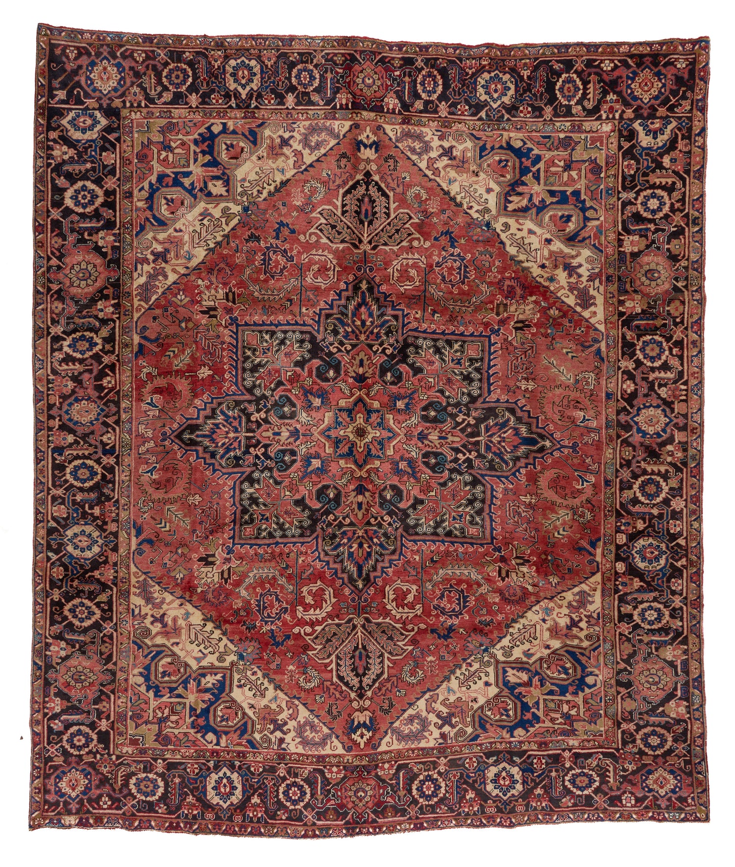 90083 Semi-Antiqie Persian Heriz circa 1960