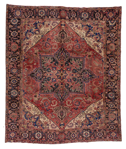 90083 Semi-Antiqie Persian Heriz circa 1960