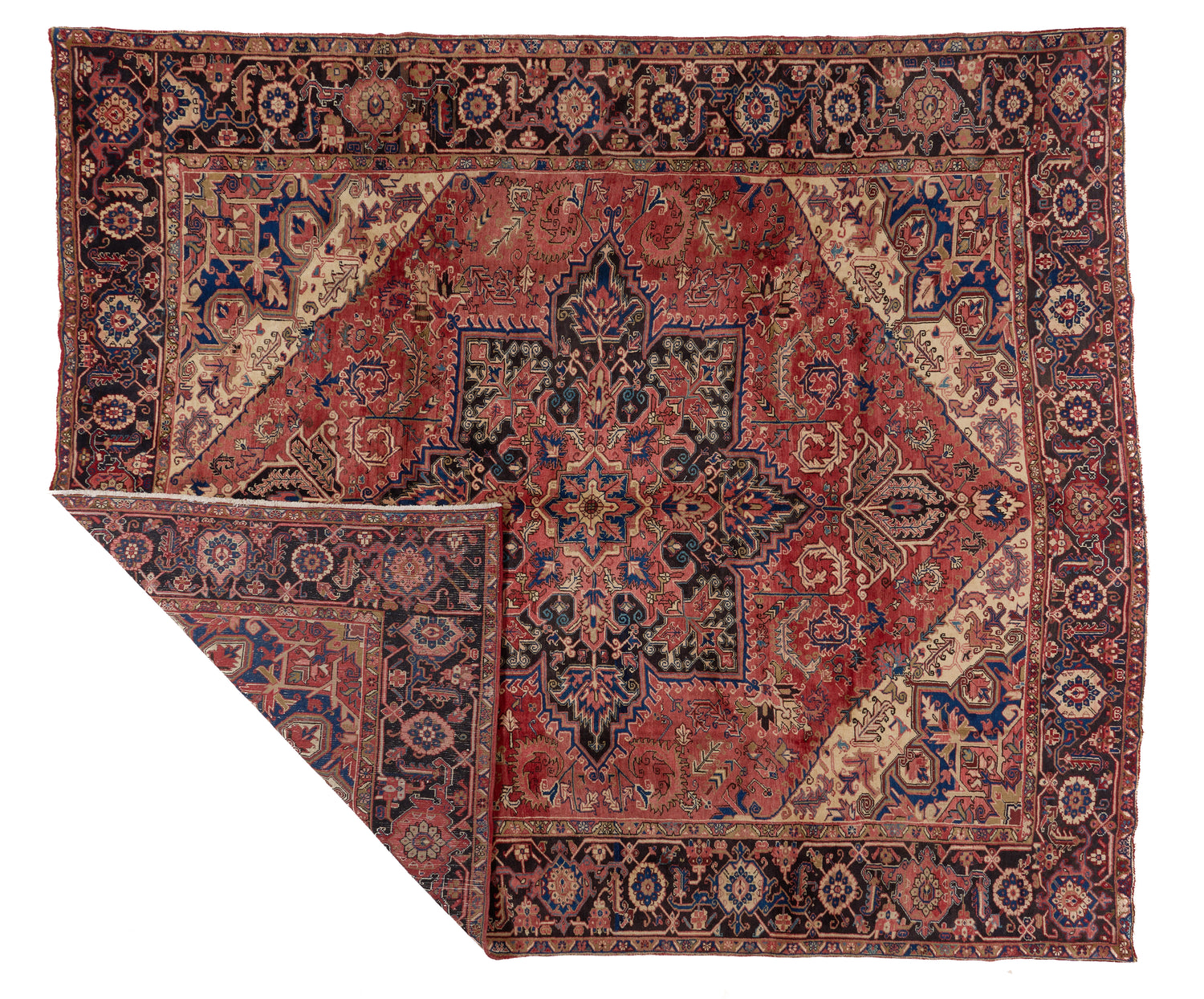 90083 Semi-Antiqie Persian Heriz circa 1960